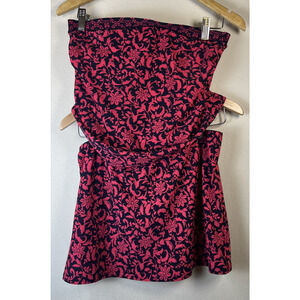 Lands End Swimsuit Womens 8 long top & Skirt set strapless 2 Piece swim